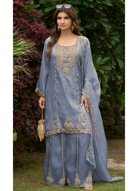 D 3509 A To D By Deepsy Gabana Satin Tissue Salwar Kameez